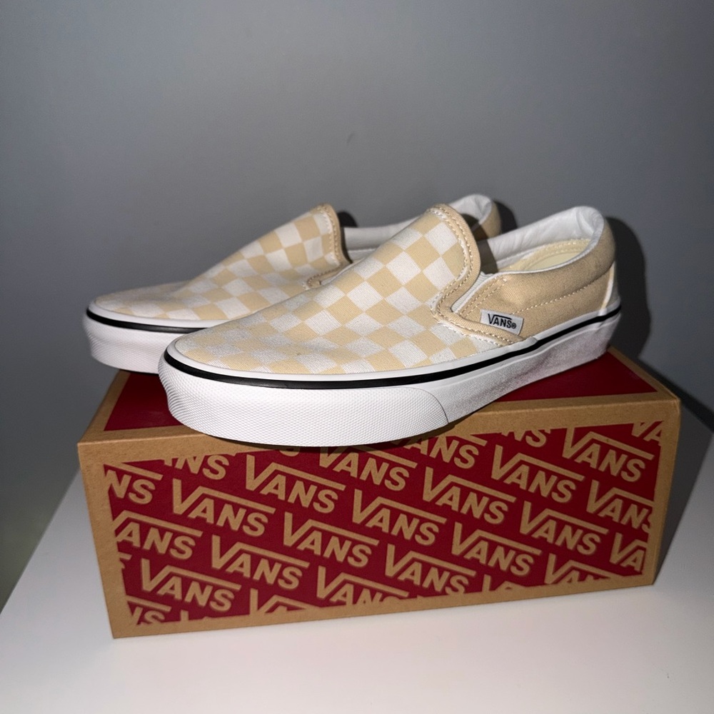 Vans Checkerboard Slip-On in Cream and White
